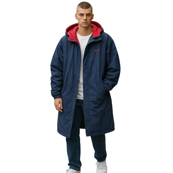 Vintage Nike Longline Puffer Coat - Full Length Insulated Overcoat - Picture 1 of 6